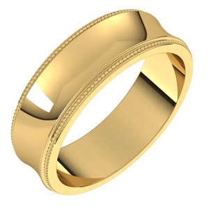 14K Yellow 6 mm Milgrain Concave Light with Edge Band Size 10 - BN & CO JEWELRY