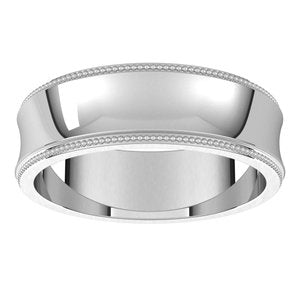 14K White 6 mm Milgrain Concave Light with Edge Band Size 10 - BN & CO JEWELRY