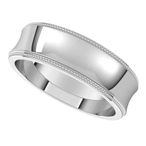 14K White 6 mm Milgrain Concave Light with Edge Band Size 10 - BN & CO JEWELRY