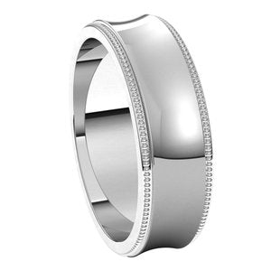 14K White 6 mm Milgrain Concave Light with Edge Band Size 10 - BN & CO JEWELRY