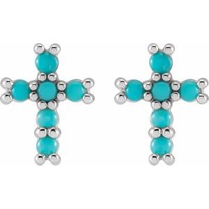 Sterling Silver Natural Turquoise Cross Earrings - BN & CO JEWELRY
