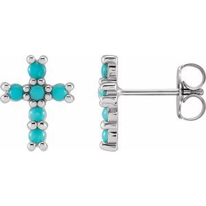Sterling Silver Natural Turquoise Cross Earrings - BN & CO JEWELRY