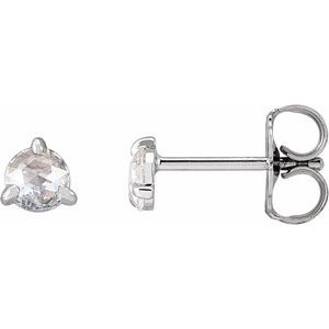14K White 1/5 CTW Rose-Cut Natural Diamond 3-Prong Claw Earrings - BN & CO JEWELRY