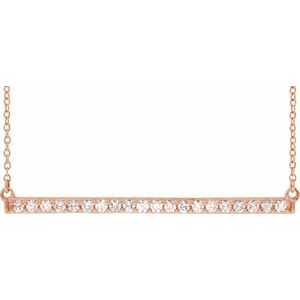 14K Rose 1/2 CTW Natural Diamond Bar 16-18" Necklace - BN & CO JEWELRY