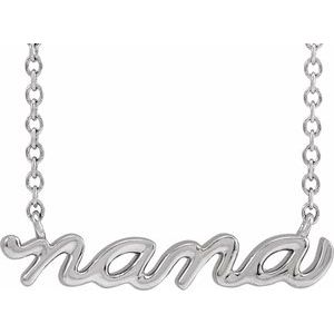14K White 19.57x4.61 mm Nana 18" Necklace - BN & CO JEWELRY