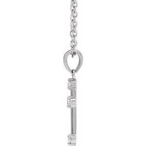 Sterling Silver .07 CTW Natural Diamond Cross 16-18" Necklace - BN & CO JEWELRY