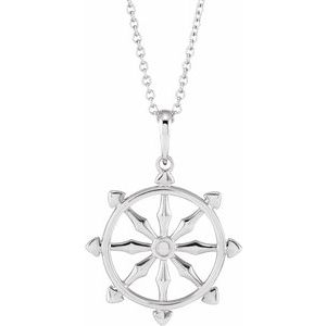 Sterling Silver Dharmachakra Wheel 16-18" Necklace - BN & CO JEWELRY