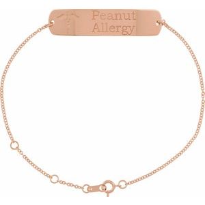 14K Rose Engravable Medical Identification 6 1/2-7 1/2" Bracelet - BN & CO JEWELRY
