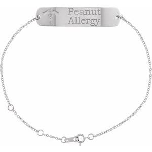 14K White Engravable Medical Identification 6 1/2-7 1/2" Bracelet - BN & CO JEWELRY