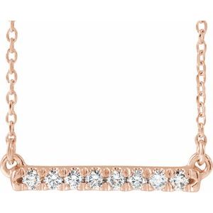14K Rose 1/8 CTW Lab-Grown Diamond French-Set Bar 18" Necklace - BN & CO JEWELRY