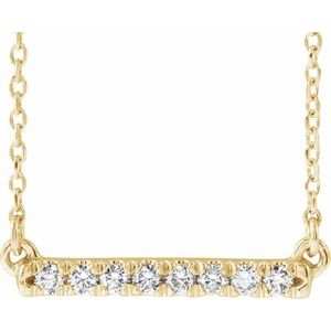14K Yellow 1/8 CTW Lab-Grown Diamond French-Set Bar 18" Necklace - BN & CO JEWELRY