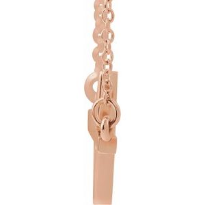 14K Rose 22x11.5 mm Sideways Cross 16-18" Necklace - BN & CO JEWELRY