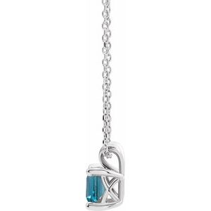 Sterling Silver 3.5x3.5 mm Square Natural London Blue Topaz 16-18" Necklace - BN & CO JEWELRY