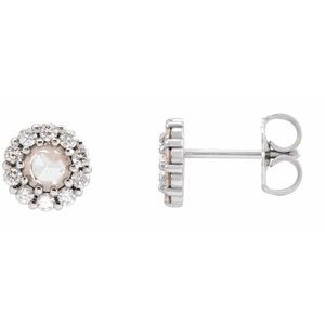 14K White 1/3 CTW Rose-Cut Natural Diamond Halo-Style Earrings - BN & CO JEWELRY