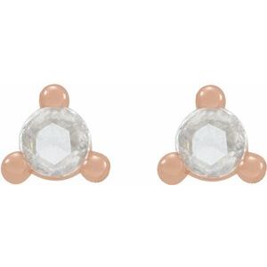 14K Rose 1 1/8 CTW Rose-Cut Natural Daimond Earrings - BN & CO JEWELRY