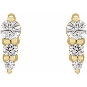 14K Yellow 1/10 CTW Natural Diamond Three-Stone Graduated Bar Earrings - BN & CO JEWELRY