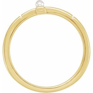 14K Yellow Cultured Akoya Pearl Sideways Cross Ring - BN & CO JEWELRY