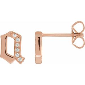 14K Rose .03 CTW Diamond Single Gothic Initial A Earring - BN & CO JEWELRY