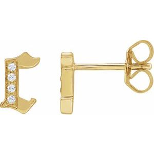14K Yellow .03 CTW Diamond Single Gothic Initial C Earring - BN & CO JEWELRY