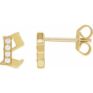 14K Yellow .03 CTW Diamond Single Gothic Initial E Earring - BN & CO JEWELRY