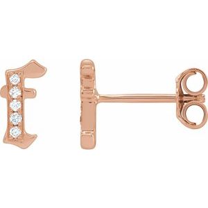 14K Rose .025 CTW Diamond Single Gothic Initial F Earring - BN & CO JEWELRY