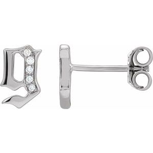 14K White .02 CTW Diamond Single Gothic Initial G Earring - BN & CO JEWELRY