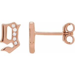 14K Rose .02 CTW Diamond Single Gothic Initial G Earring - BN & CO JEWELRY