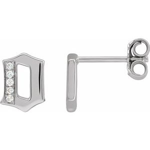 14K White .02 CTW Diamond Single Gothic Initial O Earring - BN & CO JEWELRY