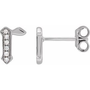 14K White .03 CTW Diamond Single Gothic Initial R Earring - BN & CO JEWELRY