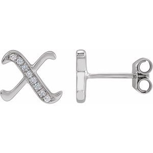 14K White .04 CTW Diamond Single Gothic Initial X Earring - BN & CO JEWELRY