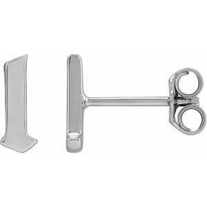14K White Single Gothic Initial L Earring - BN & CO JEWELRY