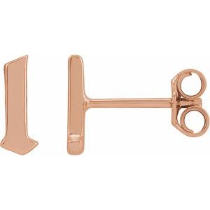 14K Rose Single Gothic Initial L Earring - BN & CO JEWELRY