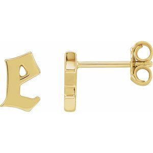 14K Yellow Single Gothic Initial E Earring - BN & CO JEWELRY