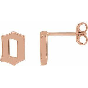14K Rose Single Gothic Initial O Earring - BN & CO JEWELRY