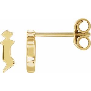 14K Yellow Single Gothic Initial J Earring - BN & CO JEWELRY