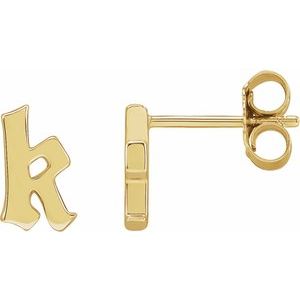 14K Yellow Single Gothic Initial K Earring - BN & CO JEWELRY