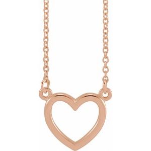 14K Rose 10.8x10 mm Heart 16" Necklace - BN & CO JEWELRY