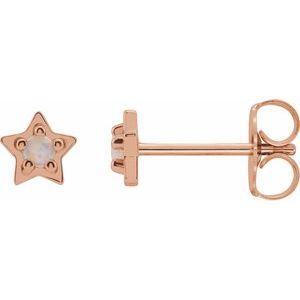 14K Rose Natural White Opal Petite Star Earrings - BN & CO JEWELRY