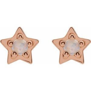 14K Rose Natural White Opal Petite Star Earrings - BN & CO JEWELRY