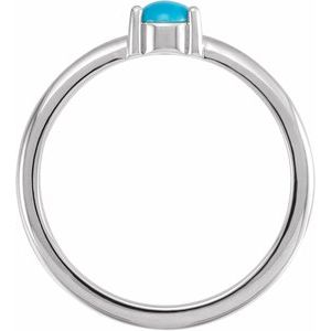 14K White Natural Turquoise Cabochon Ring - BN & CO JEWELRY