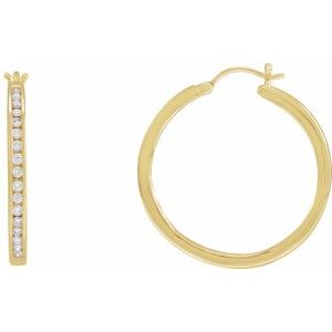 14K Yellow 1/2 CTW Diamond Hoop Earrings - BN & CO JEWELRY