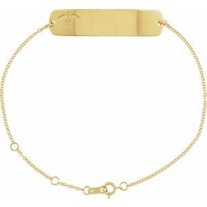 18K Yellow Gold-Plated Sterling Silver Medical Identification 6 1/2-7 1/2" Bracelet - BN & CO JEWELRY