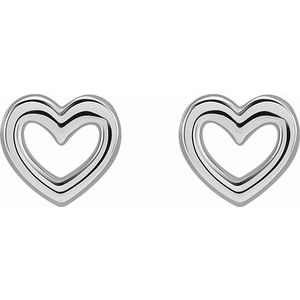 14K White 5.29x5 mm Heart Earrings - BN & CO JEWELRY