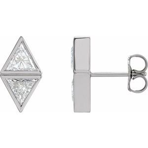14K White 1 1/5 CTW Natural Diamond Two-Stone Bezel-Set Earrings - BN & CO JEWELRY