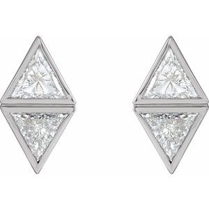 14K White 1 1/5 CTW Natural Diamond Two-Stone Bezel-Set Earrings - BN & CO JEWELRY