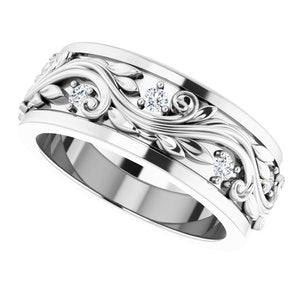 14K White 1/6 CTW Natural Diamond Band Size 5 - BN & CO JEWELRY