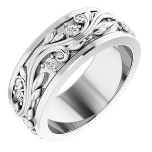 14K White 1/6 CTW Natural Diamond Band Size 5 - BN & CO JEWELRY