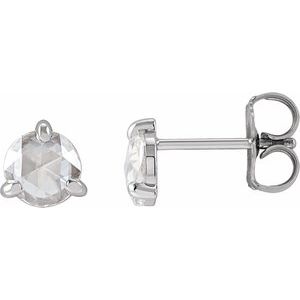 14K White 5/8 CTW Rose-Cut Natural Diamond 3-Prong Claw Earrings - BN & CO JEWELRY