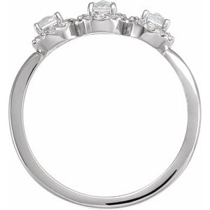 14K White 1/3 CTW Natural Rose-Cut Diamond & Faceted Anniversary Band - BN & CO JEWELRY