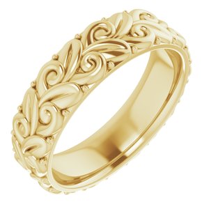 14K Yellow 5 mm Floral Band Size 7 - BN & CO JEWELRY